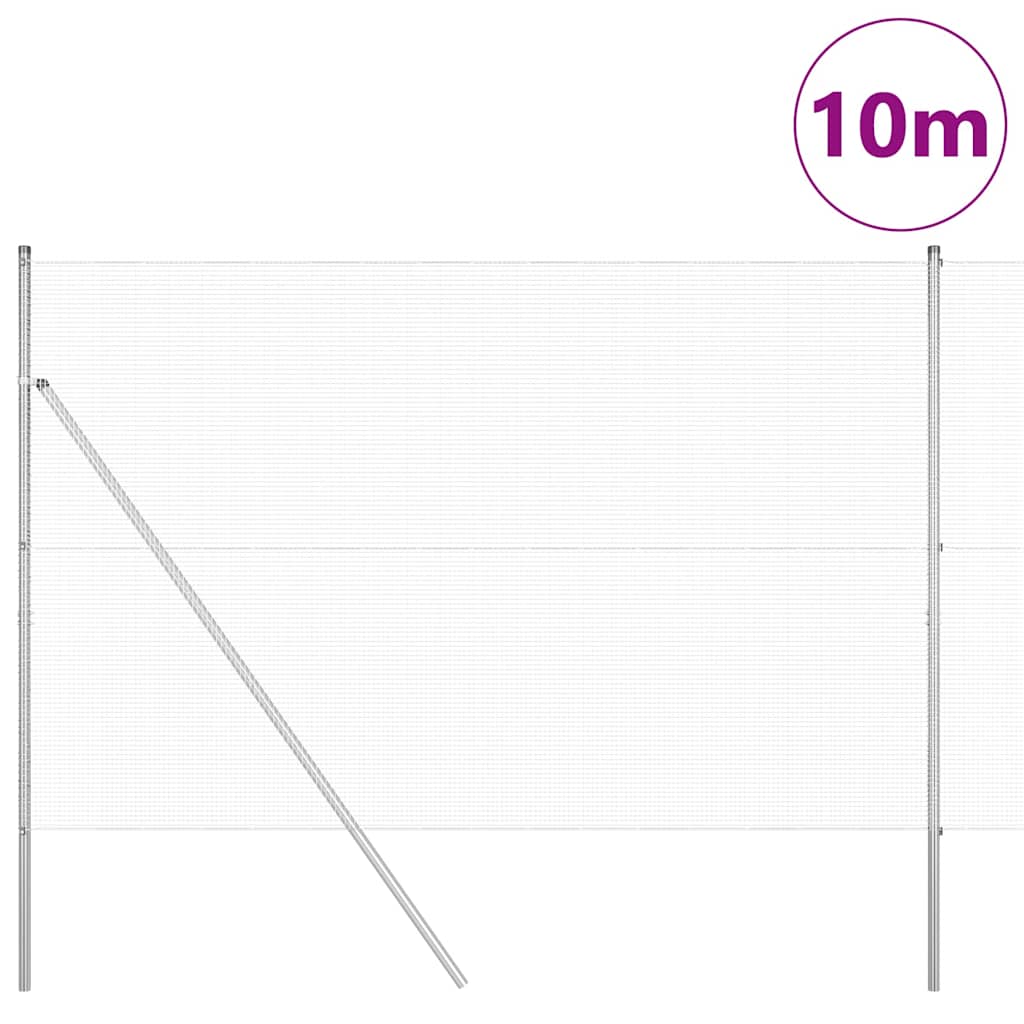 Zaun mit Pfosten Silber 1,5 x 10 m Stahl